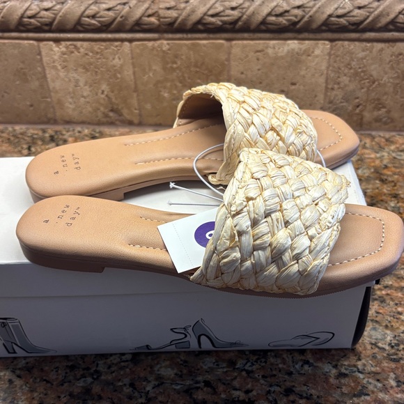 A New Day Women's Raffia Woven Slide Sandals - Cream 6 - Picture 2 of 3
